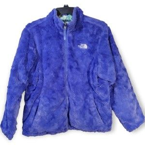 North Face Girls XL 18 Blue Soft Weather Resistant Reversible Full Zip Jacket